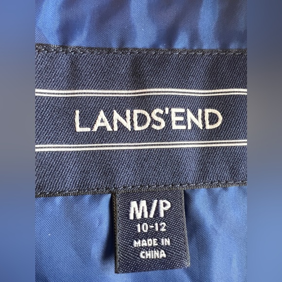 Lands' End Puffer Down Vest Blue with White Polka Size M/P 10-12 Full Zip - Picture 8 of 11